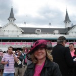 Pink bunting covers the Racetrack to match the hats
