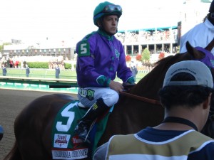 California Chrome with Victor Espinoza aboard in Derby post parade