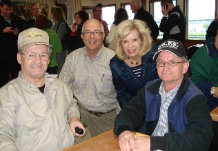 Jockeys Ron Turcotte (left) and Pat Day (right) with Derby Tours members at our backside breakfast