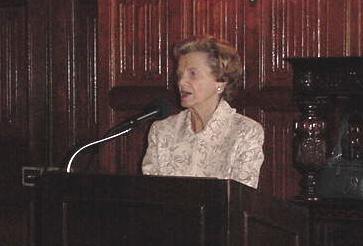 Penny Chenery speaking at Kentucky Derby Tours lunch in Lexington in 2004